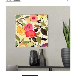 Vtg Kim Parker Wild Roses Limited Edition Signed Acrylic Painting 12 X 12 Canvas